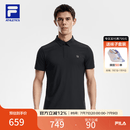FILA 菁英POLO斐乐官方男子针织短袖POLO衫2026夏季新款防晒上衣 深黑-BK XL 180/100A/XL