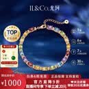 IL&CO尤珂「花彩绫」天然彩宝石手链女银碧玺手串情人节生日礼物送女友 【聚财纳福】8克拉多色宝石手链