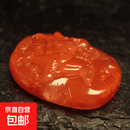 天然南红玛瑙满肉柿子红苏工雕刻件毛衣链马吊坠17.9g13058