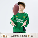 马·拉丁（M.Latin）/童装儿童卫衣冬新款男女大童美式复古撞色加绒圆领卫衣 森林绿 130