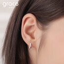 Grace Girl18K金圆形耳环女士彩金耳饰玫瑰金耳钉珠宝简约送生日送女友礼物 18K金耳环