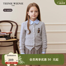 Teenie Weenie Kids小熊童装春秋季女童经典绞花羊毛开衫 花灰色 140 cm