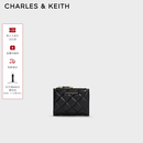 CHARLES&KEITH菱格纹多卡位短款钱包零钱包生日礼物送女友CK6-10770729 Black黑色 XXS