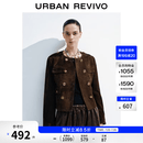 UR2026秋季新款女装琥珀流光风双排扣皮衣外套UWH150062 棕色 XL