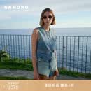 SANDRO新品首降丨2026夏季新款女装法式金属铆钉镶嵌无袖牛仔马甲 4785/牛仔蓝 M (38)