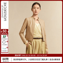 例外（EXCEPTION）女装皮衣女款羊皮修身气质机车皮衣外套 浅卡其 M