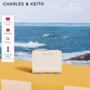 CHARLES&KEITH菱格纹多卡位短款钱包零钱包生日礼物送女友CK6-10770729 Cream奶白色 XXS