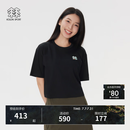 KOLON SPORT/可隆户外休闲衣 女子图案印花短袖T恤宽松落肩上衣 LKRT5AT515-BK 黑色 L 170/92A