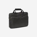 Johnston & Murphy 男士 Rhodes 拼皮公文包 复古油蜡帆布真皮手提商务电脑公事包 Black Full Grain ONE SIZE