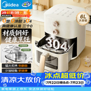 美的（Midea）空气炸锅2026新款 免翻面0涂层不锈钢空气炸锅蒸烤一体家用6L大容量多功能可视 KZE6086PRO