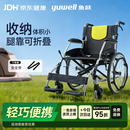 鱼跃（yuwell）手动轮椅车大轮轻便可折叠老人专用出行代步铝合金可折背H053C