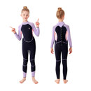 VVIR EER儿童泳衣加厚保暖女童男童连体防寒保温游泳衣潜水服进口高弹材质 黑紫长袖（高弹加厚保暖） 16#（155-165cm，38-50kg）