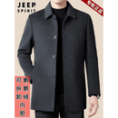 JEEP SPIRIT高档品牌双面羊毛绒毛呢大衣男商务休闲秋冬季男士中长款风衣外套 深灰色 男士中长款毛呢大衣 XL 建议【130-155斤】