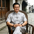 JEEP SPIRIT桑蚕丝唐装汉服成人男龙袍太子风明制圆领袍中国风古装衣服 灰色 M (165) 90 - 115 斤