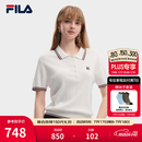 FILA 斐乐官方女子编织衫2026新款简约休闲百搭翻领短袖POLO上衣 标准白-WT M 165/84A/M