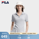 FILA 斐乐官方女子编织衫2026夏季新款时尚休闲简约修身短袖上衣 山岩灰-GY L 170/88A/L