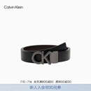 Calvin KleinJeans男士商务绅士风休闲双面用ck字母金属扣腰带皮带节日礼物