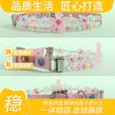 嬉皮狗（）同款宠物狗狗猫咪外出牵引绳耐用钢丝串珠项圈套装遛狗绳猫绳 粉色项圈 牵引绳1.5*127均码