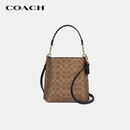 蔻驰（COACH）【品牌直供】女士MOLLIE小号手提单肩斜挎水桶包CBQ33棕黄/黑色
