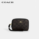 蔻驰（COACH）【品牌直供】女士手拿包手腕包小号深棕色拼黑色CW907礼物送女友