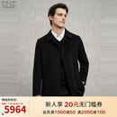 EMZ鄂尔多斯【纯山羊绒】冬季男士新款加厚高端商务翻领毛呢大衣外套 黑色 3XL 推荐身高180-185/体重190-210斤