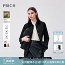 PRICH【三防+羊毛填充】时尚灯芯绒拼接翻领收腰棉服冬女 19黑色 M 165