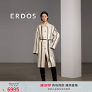 ERDOS 春夏宽松直身两面穿百搭定位印花复古减龄女羊绒双面毛呢大衣 黑白条纹 XL 170/92A