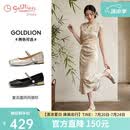 金利来（Goldlion）女鞋新中式国风单鞋平头粗跟拼色玛丽珍鞋G686430283香槟38