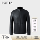 PORTS宝姿男装秋冬新款修身潮流绵羊皮衣夹克ML9U205LZS010 BLACK XL