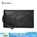 暇步士（Hush Puppies）手包男士休闲经典狗狗标志商务出差真皮大容量手拿包生日礼物