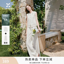 香影老钱风白色马甲套装女2026夏季新款含亚麻上衣裤子通勤两件套 米白 M