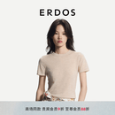 ERDOS 26早秋精纺圆领短袖针织T恤格雷系修身轻薄女套衫羊绒衫 浅驼 M 165/84A