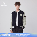 哈吉斯（HAZZYS）男装 外套男运动夹克衫棒球领棉服男ASSZU0BDU99 深藏青色DN M (170/92A 46)