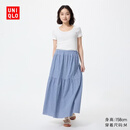 优衣库层叠长裙/常规款女装/半身裙裙子486099 65 宝蓝色 M