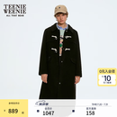 Teenie Weenie小熊简约时尚毛呢大衣女冬季学院风休闲牛角扣外套 黑色 S (160)