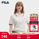 FILA 斐乐官方女子编织衫2026新款简约休闲百搭翻领短袖POLO上衣 标准白-WT M 165/84A/M