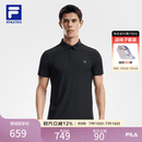 FILA 菁英POLO斐乐官方男子针织短袖POLO衫2026夏季新款防晒上衣 深黑-BK XL 180/100A/XL