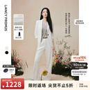 朗姿【高智衣橱 王楚然同款】朗姿三醋酸凉感西装裤夏季新款裤子女 白色2 M