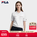 FILA 斐乐官方女子编织衫2026夏季新款基础百搭短装休闲短袖上衣 云白-WT XL 175/92A/XL