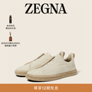 Zegna[麦叔同款]杰尼亚男鞋亚麻皮革Triple Stitch™奢华休闲鞋 米白色 41 (7)偏小半码
