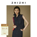 致知【不易褪色】醉蓬莱 精致休闲直筒廓形短款牛仔马甲2026新款 深藏青 S