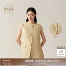 鄂尔多斯1980夏季亚麻后腰带装饰女装通勤西服马甲26新品 沙砾色 L 170/88A
