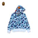 BAPE女装26年春夏全拉链鲨鱼连帽卫衣开衫外套00115Q 蓝色BLX S