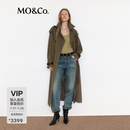 MO&Co.【NOIR系列】风衣2026春新品意式精工挺括棉附腰带外套MBF1TRC006 橄榄绿色 M /165