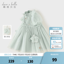 戴维贝拉（DAVE＆BELLA）女童公主裙国风汉服裙子儿童连衣裙小童网纱裙夏装新款童裙 灰蓝色【现货】 120 cm（建议身高110-120cm）