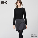 优衣库HEATTECH EXTRA WARM混纺圆领T恤/长袖女装9%羊绒478955 478955/09黑色 M