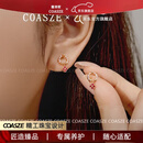蔻诗哲 COASZE18K金群镶红宝石耳钉女玫瑰金复古珠宝 红宝石耳钉