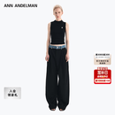 ANN ANDELMAN【王玉雯同款】官方直营 牛仔腰头拼接西裤直筒长裤 黑色 XS