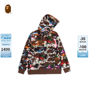 BAPE童装26年秋冬混合迷彩鲨鱼连帽卫衣开衫外套001156R 彩色MLX 160