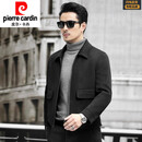 皮尔卡丹（pierre cardin）高端短款羊毛男士毛呢小个子秋冬夹克双面呢100%羊毛外套呢子大衣 黑色 M 建议体重：100斤-115斤